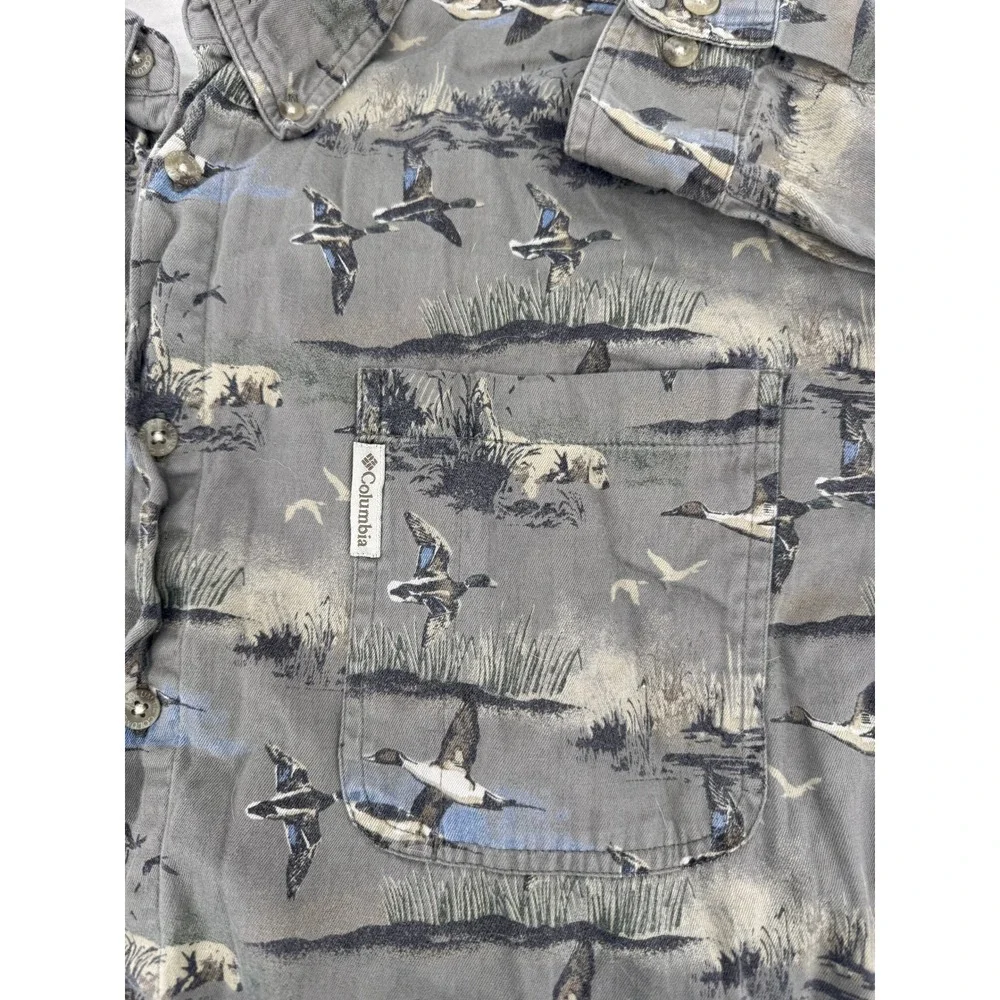 Columbia Flannel Shirt XXL Mens‎ All Over Duck Print Long Sleeve Button Down